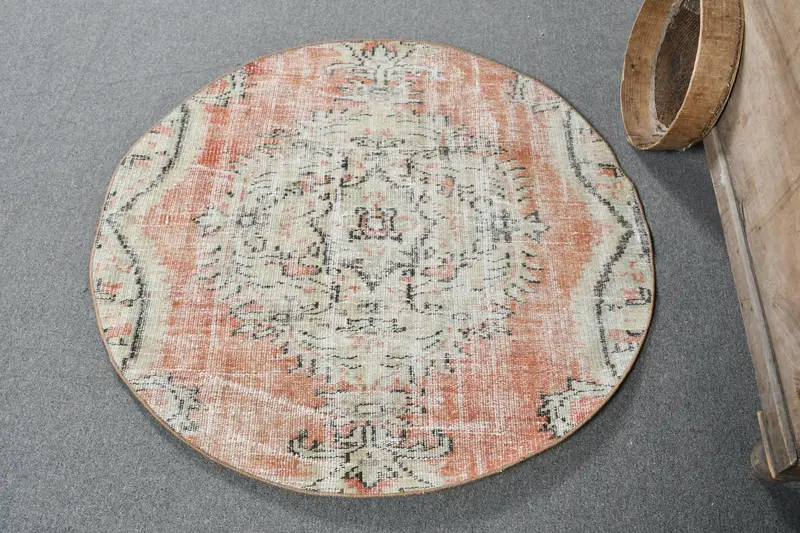 Alfombra verde y naranja 1,1x1,2m Diseño Botánico