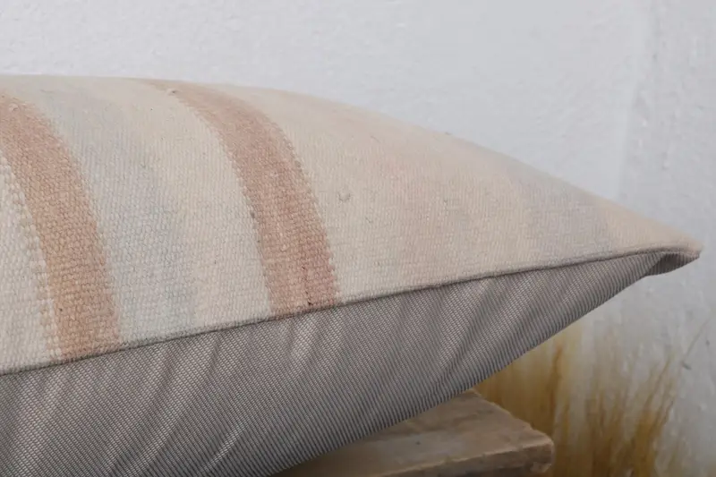 Kilim Pillow, 16x24 Beige Cushion, Pillow Sham, Pillow for Sofa, Handwoven Cushion Case, Rustic Pillow Cover, Turkish Pillow, Garden Cushion Cover - 6