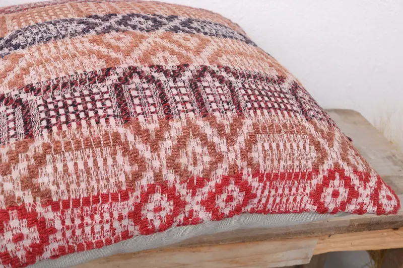 Ethnical Kilim Rug Pillow, Wholesale Cushion Cover, 16x16 Red Cushion, Christmas Cushion Cover, Pillow Cover, Pillow for Couch, Gift Pillow - 6