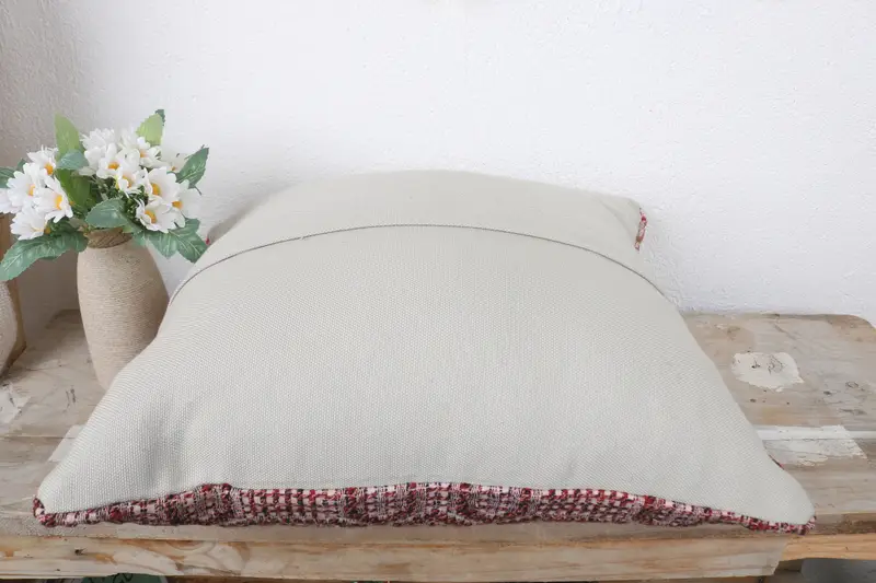 Ethnical Kilim Rug Pillow, Wholesale Cushion Cover, 16x16 Red Cushion, Christmas Cushion Cover, Pillow Cover, Pillow for Couch, Gift Pillow - 7