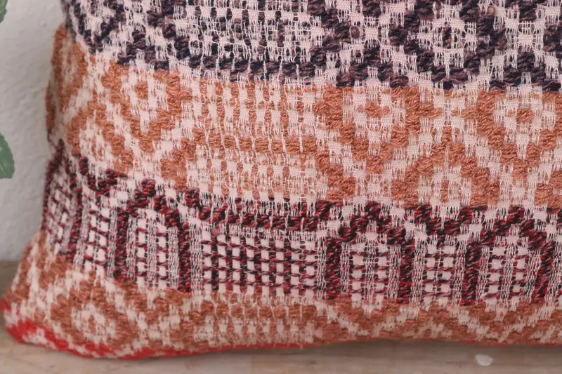 Ethnical Kilim Rug Pillow, Wholesale Cushion Cover, 16x16 Red Cushion, Christmas Cushion Cover, Pillow Cover, Pillow for Couch, Gift Pillow - 3