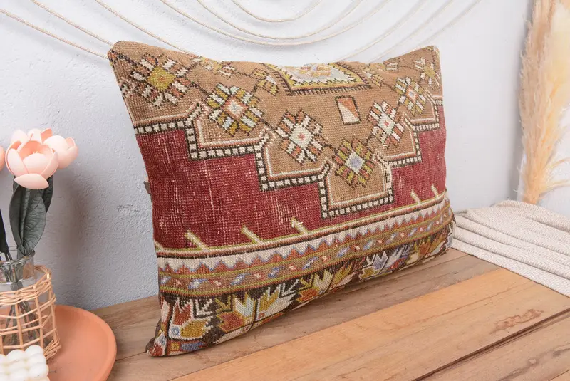 Kahverengi Güneybatı Kırlent, 20x28 El Yapımı Fermuarlı Kırlent