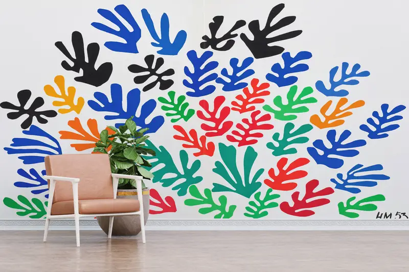 Sanatsal Ambiyans için Zarif Matisse'den Esinlenen Renkli Baskılı Duvar Kağıdı