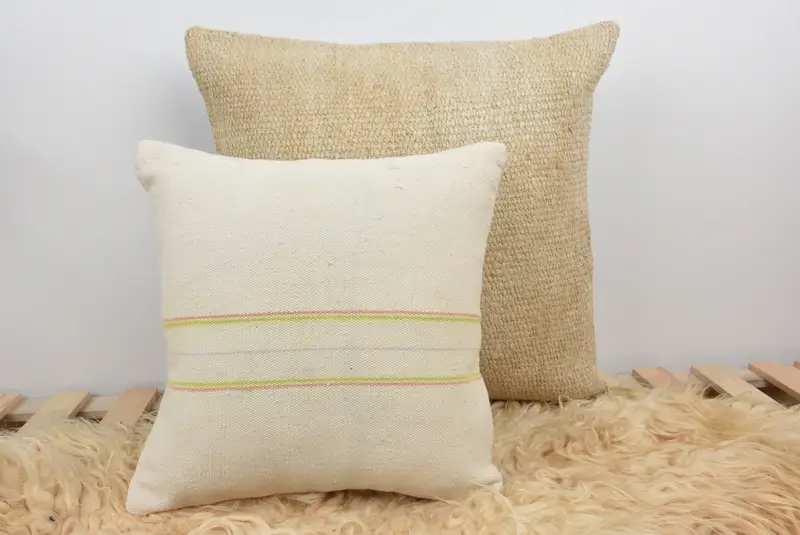 Vintage Kilim Throw Pillow, 14x14 White Cushion Cover, Decorative Throw Cushion Cover, Throw Kilim Pillow, Cushion, Kilim Pillow Cover - 6