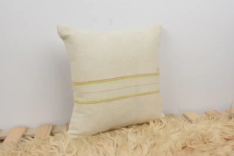 Vintage Kilim Throw Pillow, 14x14 White Cushion Cover, Decorative Throw Cushion Cover, Throw Kilim Pillow, Cushion, Kilim Pillow Cover - 8