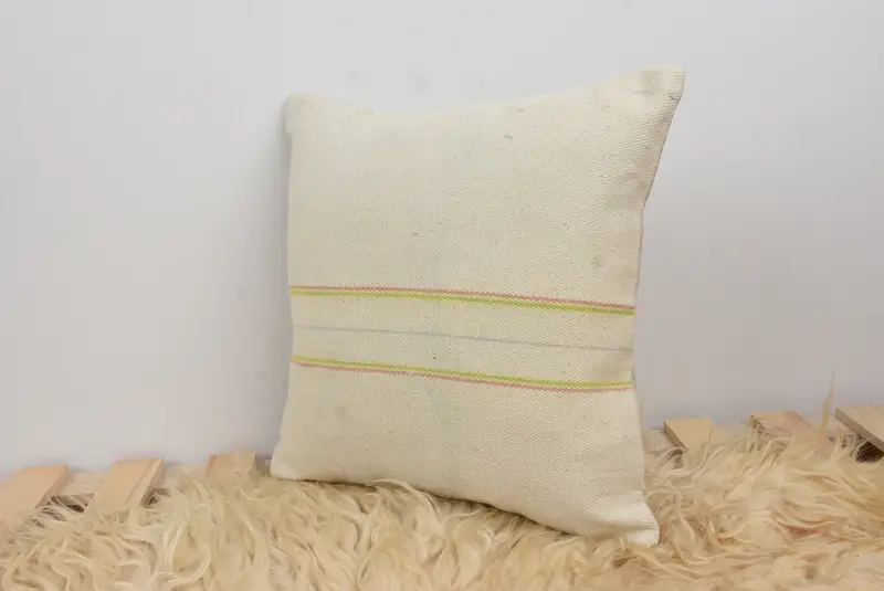 Vintage Kilim Throw Pillow, 14x14 White Cushion Cover, Decorative Throw Cushion Cover, Throw Kilim Pillow, Cushion, Kilim Pillow Cover - 7
