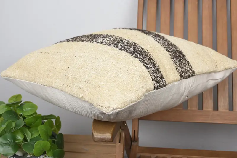 Cushion, Pillow for Sofa, Antique Pillows, Boho Chic Cushion Case, Kilim Cushion Sham, 20x20 Beige Cushion Cover, Sofa Bolster Cushion Case - 6