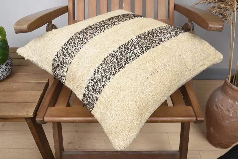 Cushion, Pillow for Sofa, Antique Pillows, Boho Chic Cushion Case, Kilim Cushion Sham, 20x20 Beige Cushion Cover, Sofa Bolster Cushion Case - 4