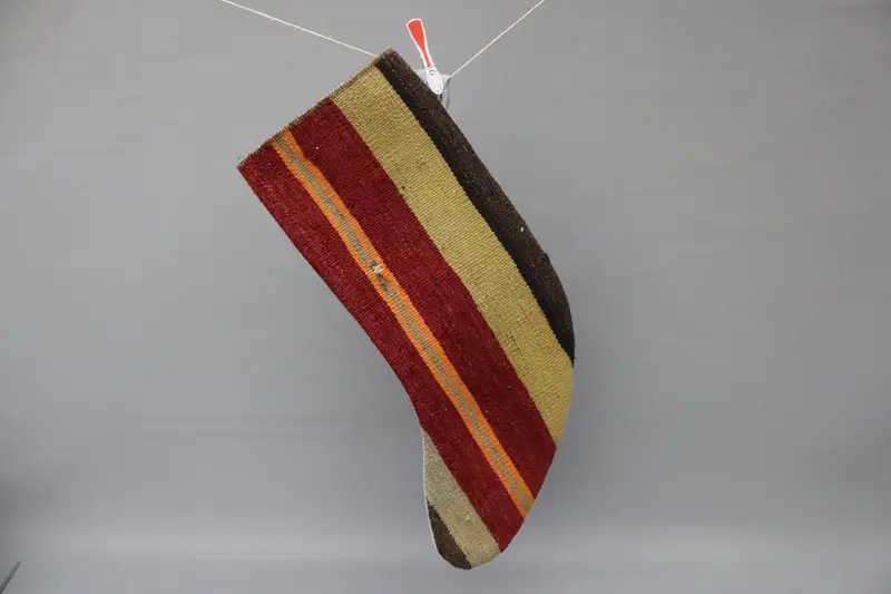 Festive Red and Green Christmas Ornaments Stocking, 9-Inch Wide Christmas Stocking