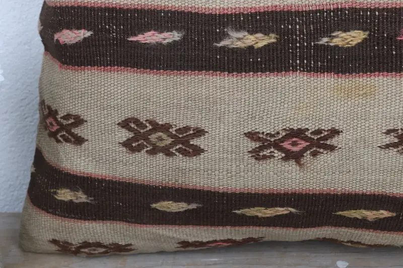 Pillow Case, 12x20 Beige Pillow Cover, Vintage Kilim Pillow, Handmade Kilim Cushion, Home Decor Pillow, Customized Pillow - 3