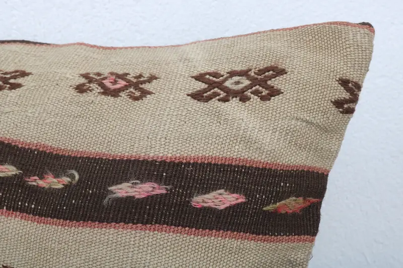 Pillow Case, 12x20 Beige Pillow Cover, Vintage Kilim Pillow, Handmade Kilim Cushion, Home Decor Pillow, Customized Pillow - 5