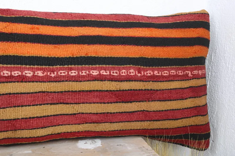 16x48 Red Pillow Sham, Nautical Throw Pillow Sham, Boho Pillow, Pillow, Kilim Pillow Cover, Vintage Kilim Pillow, Office Chair Cushion Case - 4