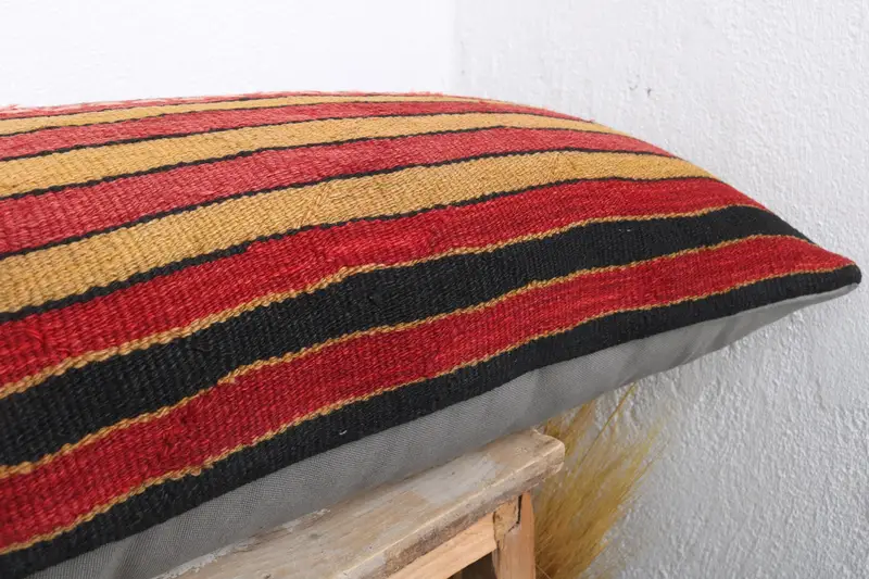 16x48 Red Pillow Sham, Nautical Throw Pillow Sham, Boho Pillow, Pillow, Kilim Pillow Cover, Vintage Kilim Pillow, Office Chair Cushion Case - 5
