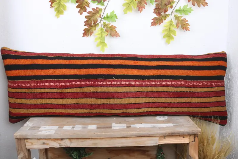 16x48 Red Pillow Sham, Nautical Throw Pillow Sham, Boho Pillow, Pillow, Kilim Pillow Cover, Vintage Kilim Pillow, Office Chair Cushion Case - 2