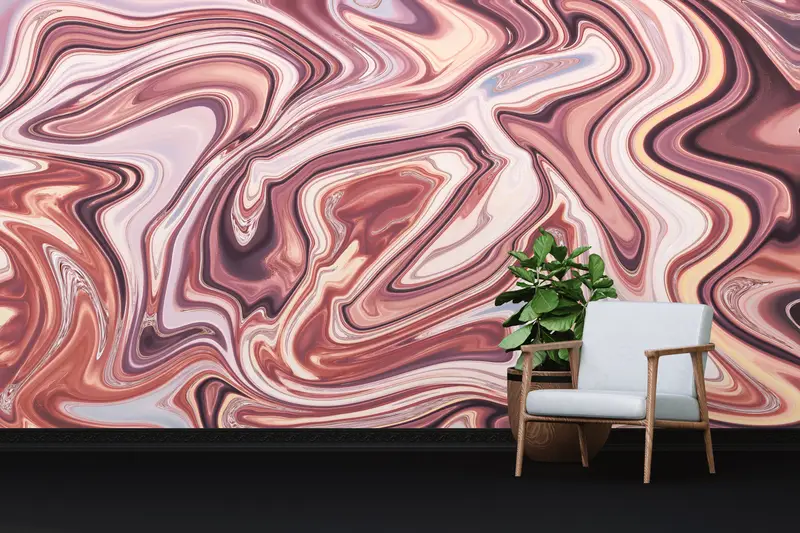 Zarif Pembe Çağdaş Soyut Mermer Baskılı Duvar Kağıdı