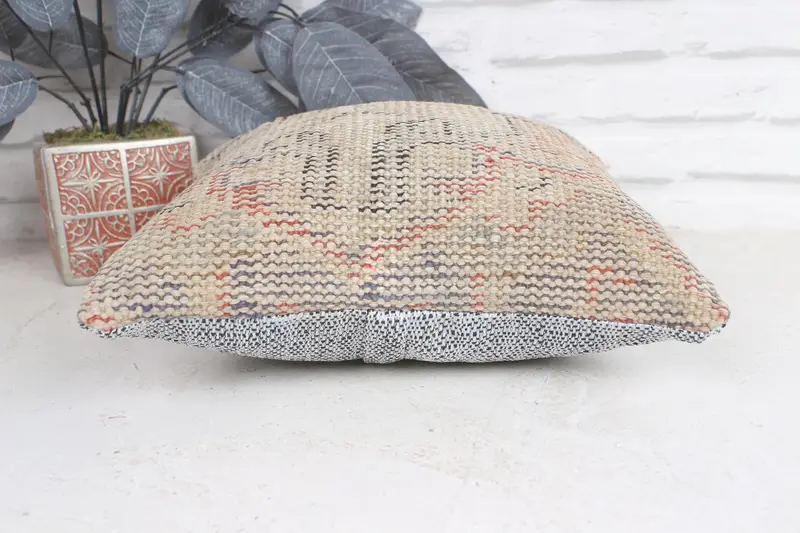 Pillow Case, Kilim Cushion Sham, 12x12 Beige Cushion Case, Tapestry Pillow Case, Vintage Pillow, Oriental Cushion, Kilim Pillow - 5