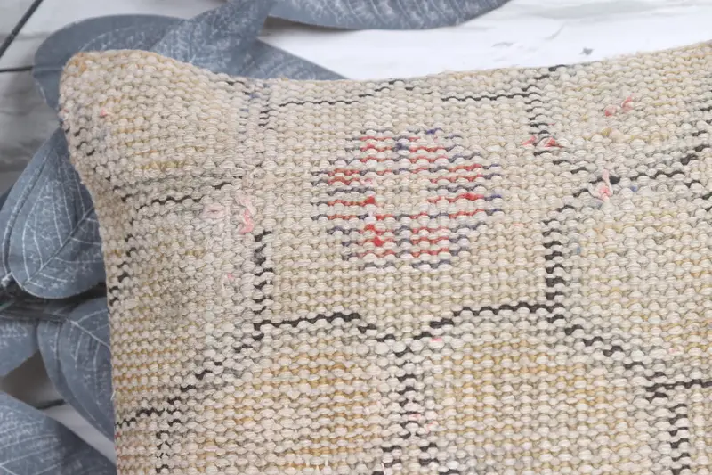 Pillow Case, Kilim Cushion Sham, 12x12 Beige Cushion Case, Tapestry Pillow Case, Vintage Pillow, Oriental Cushion, Kilim Pillow - 2