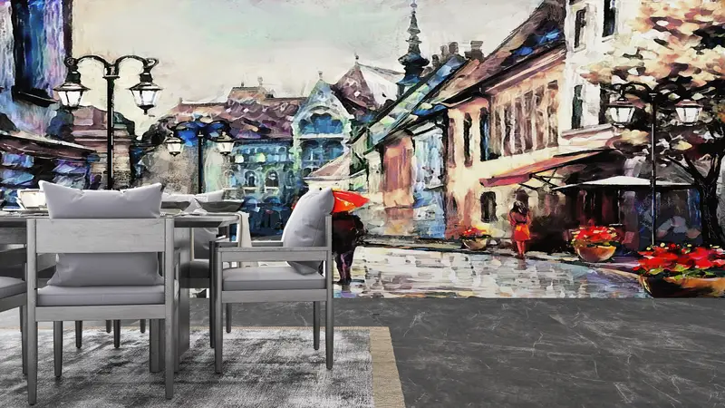 Wall Paper Peel and Stick, Modern Wall Paper, 3d Wall Paper, Lovers Under The Red Umbrella, Romantic Couple Mural, - 7