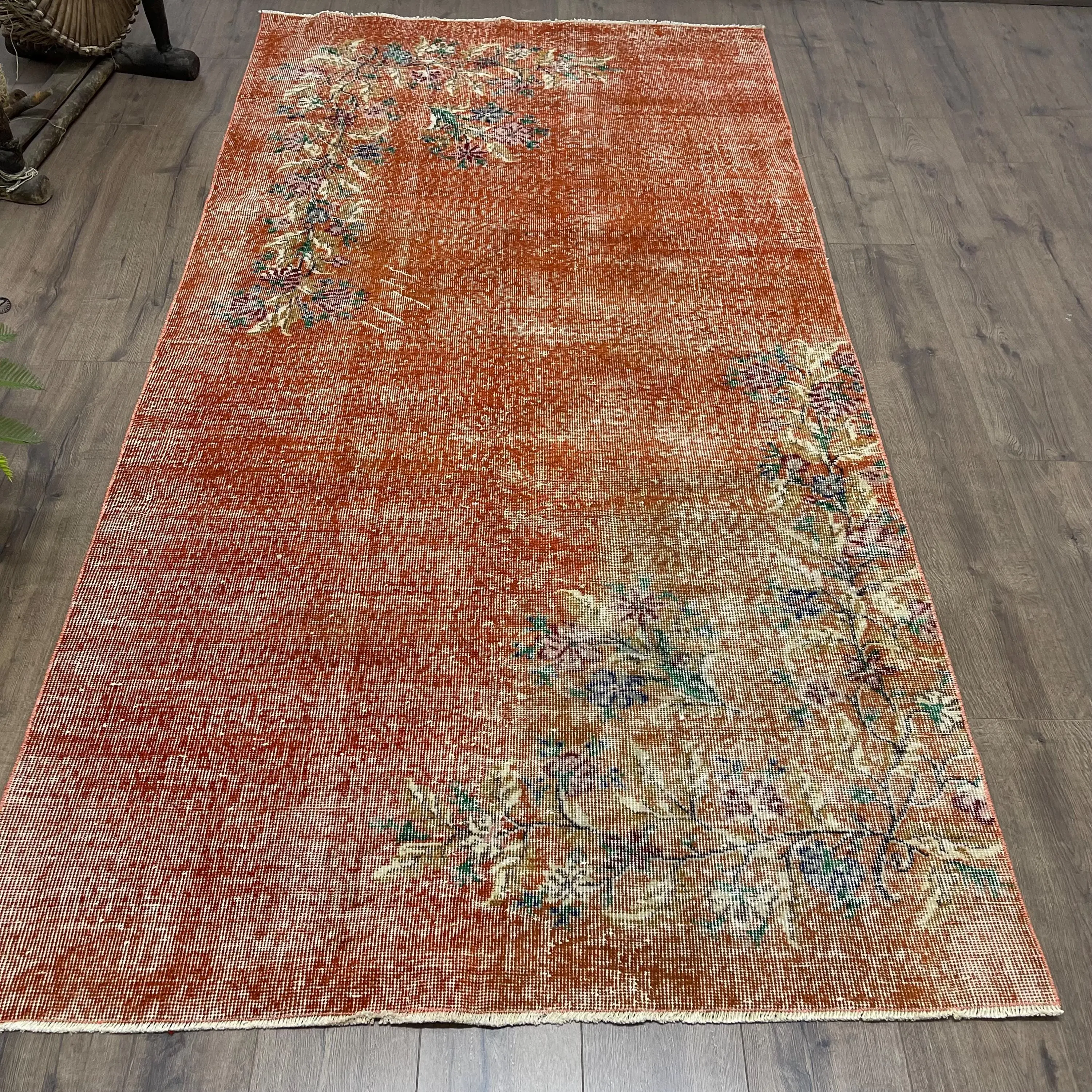 4.4x8.6 ft Turkish Vintage Rug, Area Rug, Red Wool Rug - 1