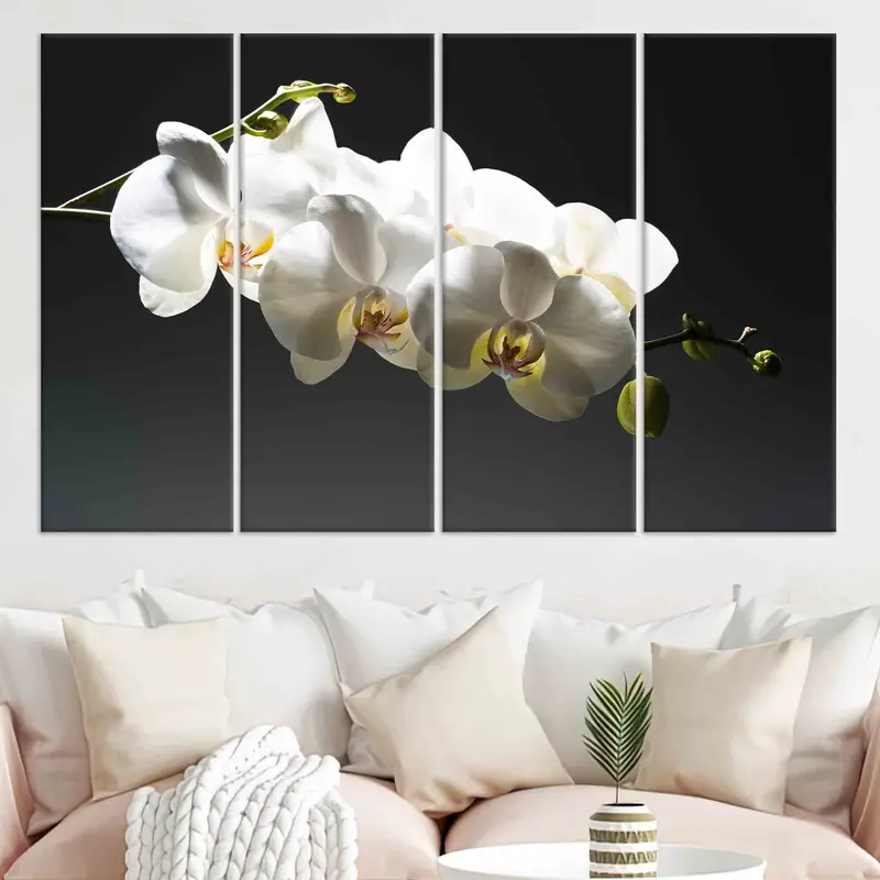 Flowers Wall Art, Orchid Wall Decor, Flower Lover Gift, Trendy Wall Art, Saloon Decor, Luxury Wall Decor, Canvas Wall Art, Personalized Gift - 2