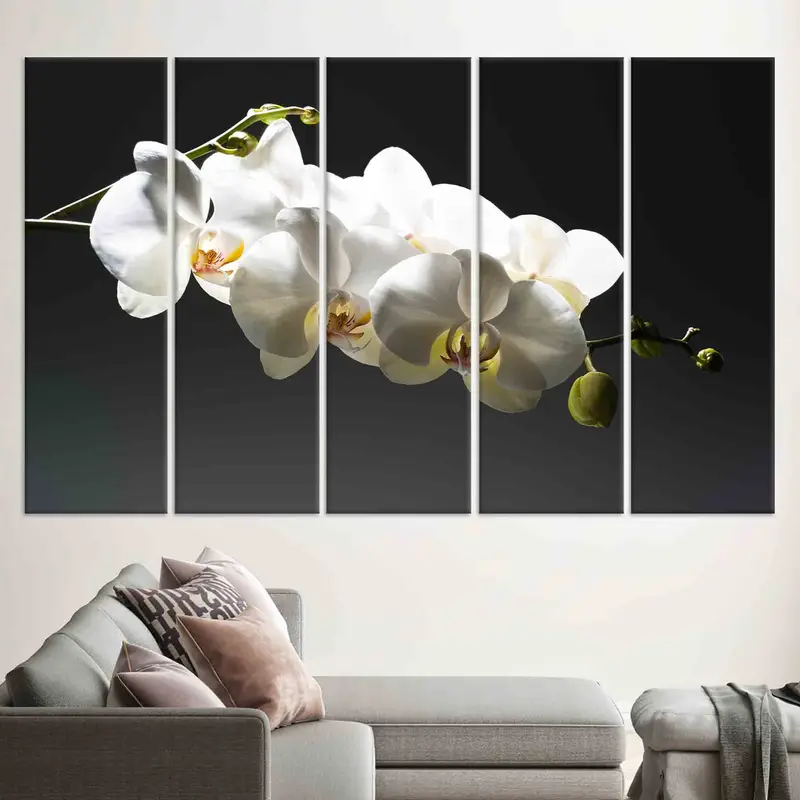 Flowers Wall Art, Orchid Wall Decor, Flower Lover Gift, Trendy Wall Art, Saloon Decor, Luxury Wall Decor, Canvas Wall Art, Personalized Gift - 5