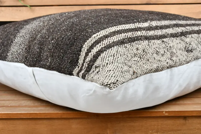 Square Throw Cushion, Pet Pillow, Vintage Pillow, Cushion Case, 28x28 Brown Pillow Case, Kilim Cushion Sham, Vintage Kilim Pillow - 3