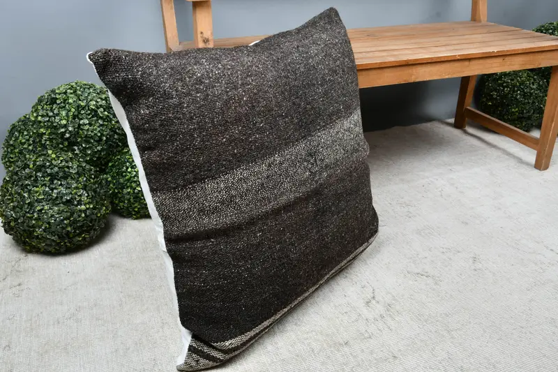 Square Throw Cushion, Pet Pillow, Vintage Pillow, Cushion Case, 28x28 Brown Pillow Case, Kilim Cushion Sham, Vintage Kilim Pillow - 5
