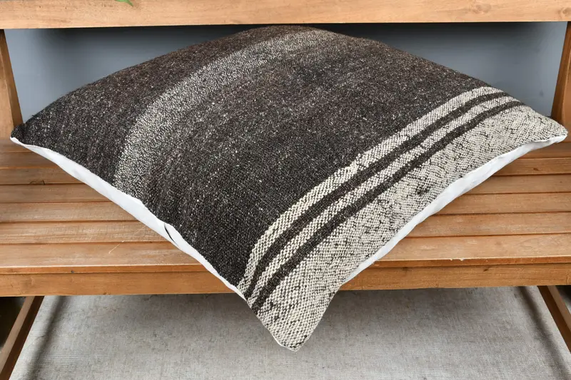 Square Throw Cushion, Pet Pillow, Vintage Pillow, Cushion Case, 28x28 Brown Pillow Case, Kilim Cushion Sham, Vintage Kilim Pillow - 2