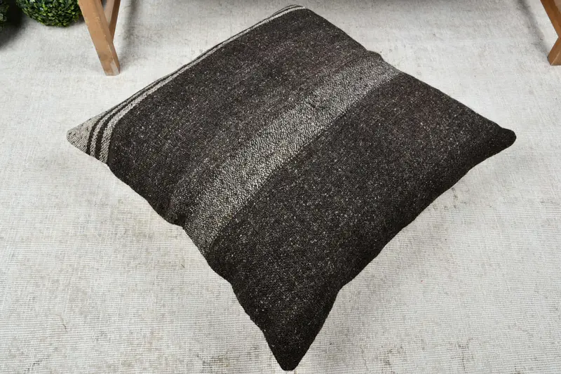 Square Throw Cushion, Pet Pillow, Vintage Pillow, Cushion Case, 28x28 Brown Pillow Case, Kilim Cushion Sham, Vintage Kilim Pillow - 7