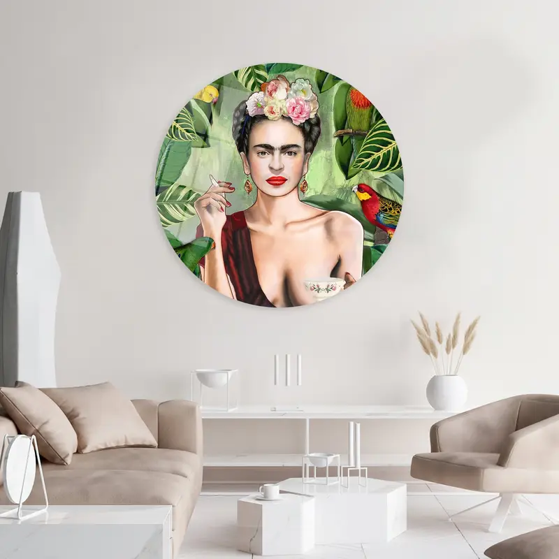 Frida Kahlo Tea Cup Birds Jungle Canvas Print