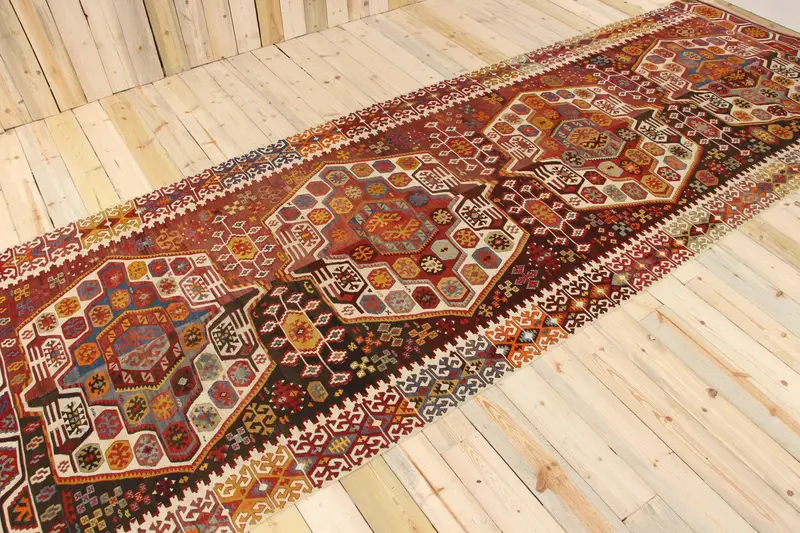 5,2 x 15,2 Fuß türkischer Läuferteppich, roter massiver Vintage-Teppich - 1