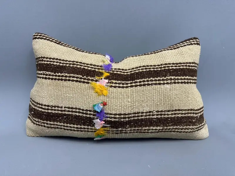 Decorative Cushion, 12x20 Beige Pillow Cover, Antique Pillows, Pillow for Sofa, Vintage Kilim Pillow Cushion, Kilim Pillow Cover, Pillow Cover - 1