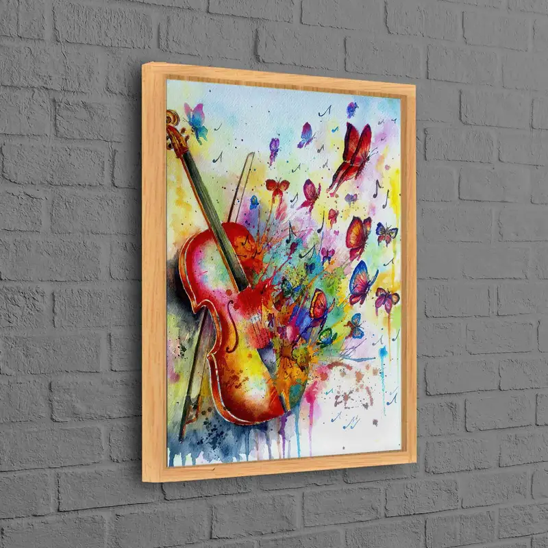 音楽愛好家のためのモダンな抽象的なカラフルなヴァイオリン キャンバス プリント