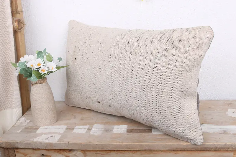 Kilim Pillow Cover, Antique Pillows, Pet Pillow Sham, Cushion Cover, 12x20 White Cushion Case, Turkish Kilim Pillow, Sofa Pillow Sham - 4