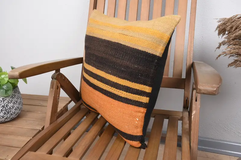 Throw Kilim Pillow, Vintage Pillow, 18x18 Yellow Cushion Cover, Personalized Gift Pillow Pillow Case, Pet Cushion Cover, Kilim Pillow, Pillow Cover - 3