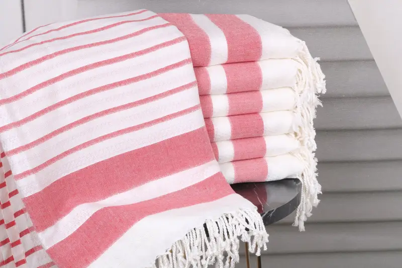Turkish Towel Monogrammed Beach Cotton Red, 40x71 Inches