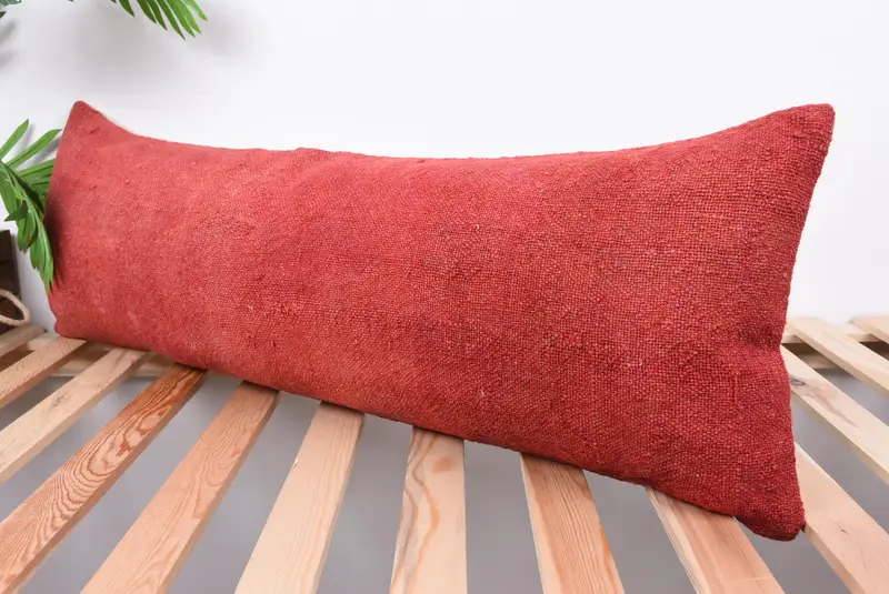 Cushion Case, Authentic Cushion, Turkish Kilim Pillow, Outdoor Cushion Cover, 12x36 Red Pillow Cover, Kilim Pillow, Pillow for Sofa - 5