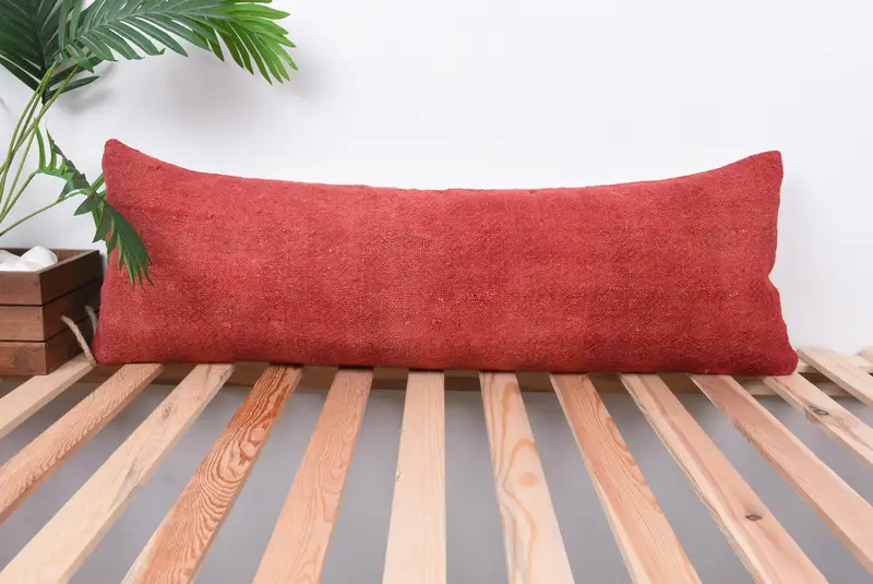 Cushion Case, Authentic Cushion, Turkish Kilim Pillow, Outdoor Cushion Cover, 12x36 Red Pillow Cover, Kilim Pillow, Pillow for Sofa - 1