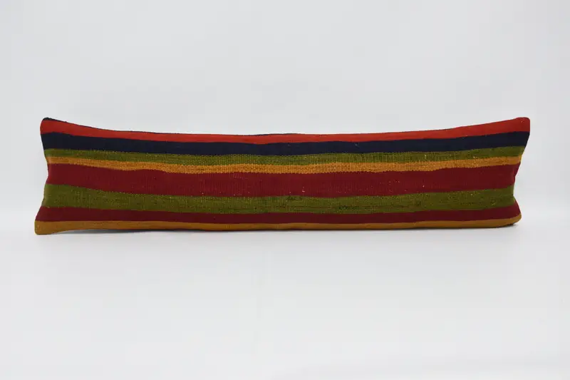 Striped Turkish Red Euro Sham, 12x48 inch Dorm Room Moroccan Home Refresh Cushion Cover - 1
