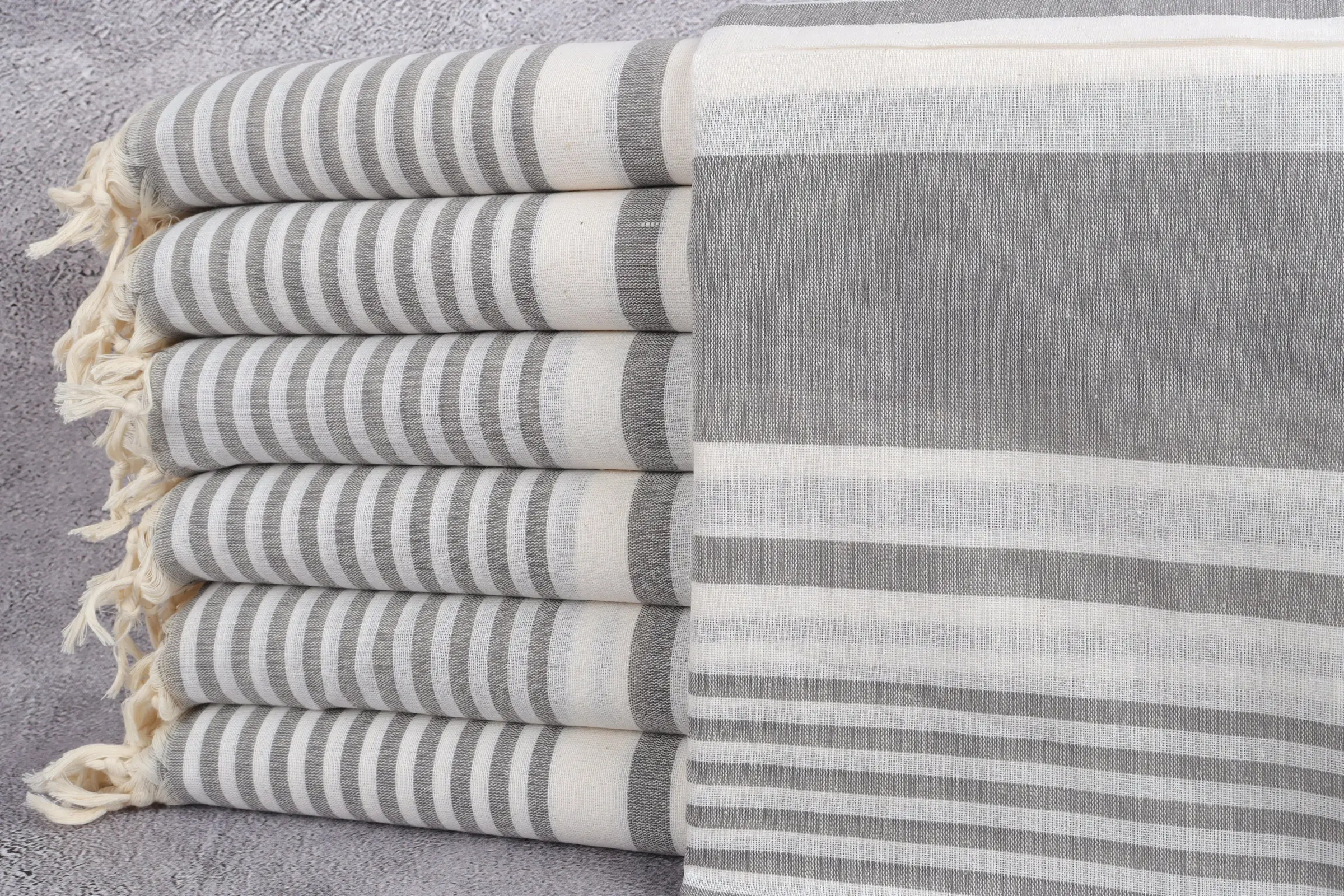 Turkish Bath Towel, Personalized Peshtemal, Striped, Dark Gray, 40x71 Inches - 1