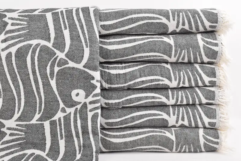 Turkish Tablecloth, Tablecloth, Housewarming Gift, 70x60 Cotton Fish Design Towel, Valentines Day Gift, Turkish Beach Blanket, Bridal Shower Gift - 1