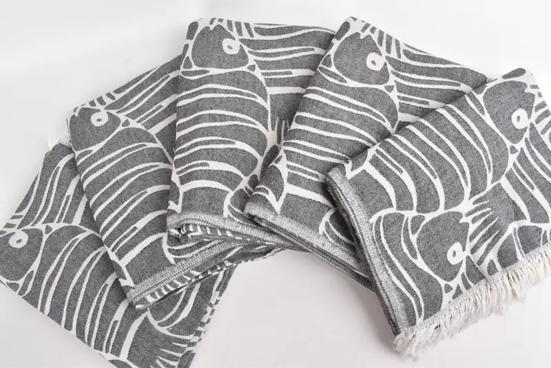 Turkish Tablecloth, Tablecloth, Housewarming Gift, 70x60 Cotton Fish Design Towel, Valentines Day Gift, Turkish Beach Blanket, Bridal Shower Gift - 3