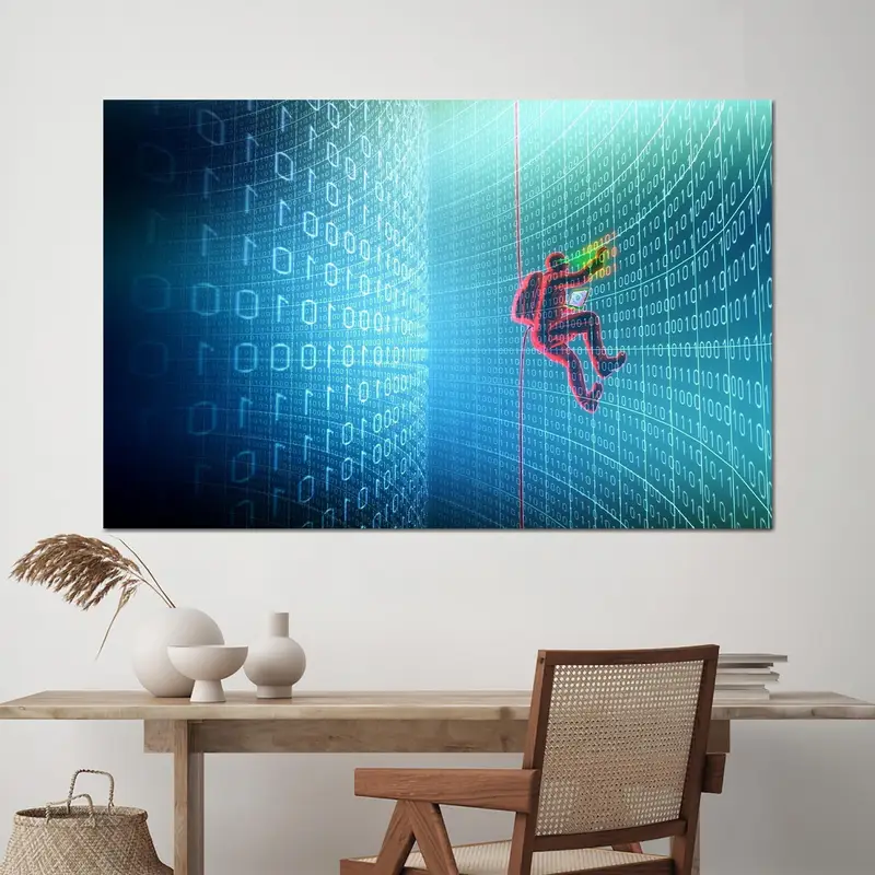 Hacking Internet Art, Binary System Decor, Cyber ​​Canvas Wall Art, Blue Canvas Decor, Cyber ​​Wall Decor, Code Canvas Art, Modern Canvas - 9