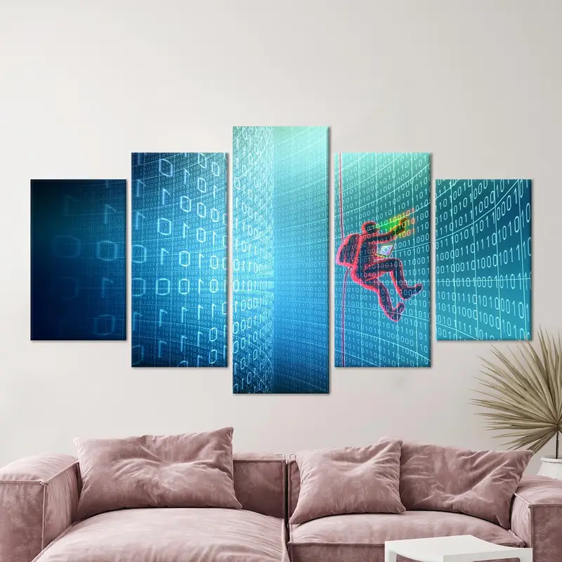 Hacking Internet Art, Binary System Decor, Cyber ​​Canvas Wall Art, Blue Canvas Decor, Cyber ​​Wall Decor, Code Canvas Art, Modern Canvas - 5