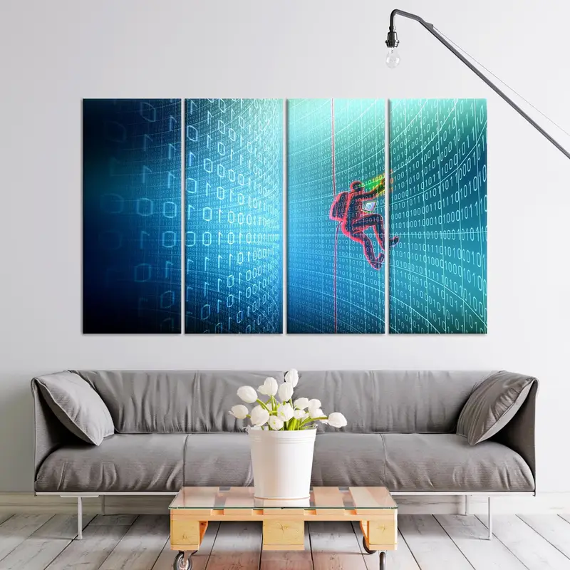 Hacking Internet Art, Binary System Decor, Cyber ​​Canvas Wall Art, Blue Canvas Decor, Cyber ​​Wall Decor, Code Canvas Art, Modern Canvas - 3