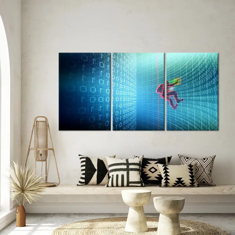 Hacking Internet Art, Binary System Decor, Cyber ​​Canvas Wall Art, Blue Canvas Decor, Cyber ​​Wall Decor, Code Canvas Art, Modern Canvas - 2