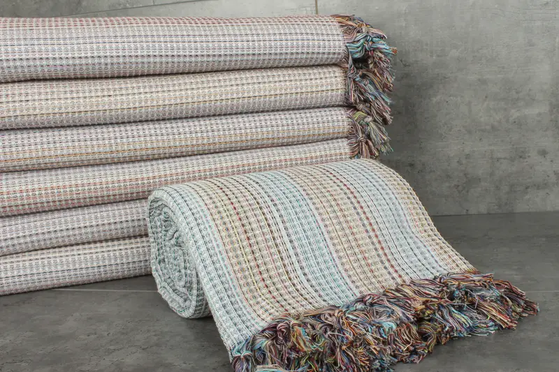 92x88 Cotton Geometric Towel, Boho Throw Blankets, Monogram Blanket, Bridal Shower Gifts, Best Wedding Gift, Organic Throw, Throw Blanket Couch - 2