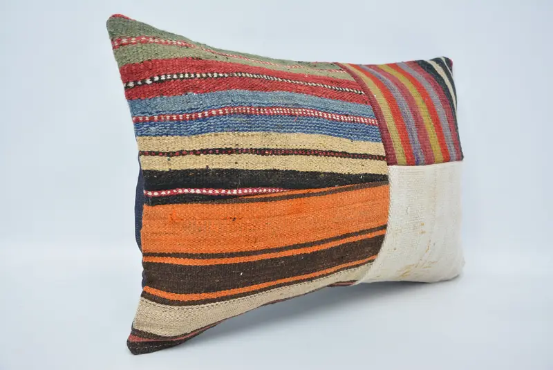 Vintage Kilim Throw Pillow, Vintage Pillow, 16x24 Orange Pillow Cover, Pastel Pillow Cover, Cozy Throw Cushion, Pillow Sham, Turkish Kilim Pillow - 3