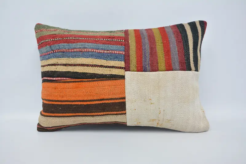 Vintage Kilim Throw Pillow, Vintage Pillow, 16x24 Orange Pillow Cover, Pastel Pillow Cover, Cozy Throw Cushion, Pillow Sham, Turkish Kilim Pillow - 1