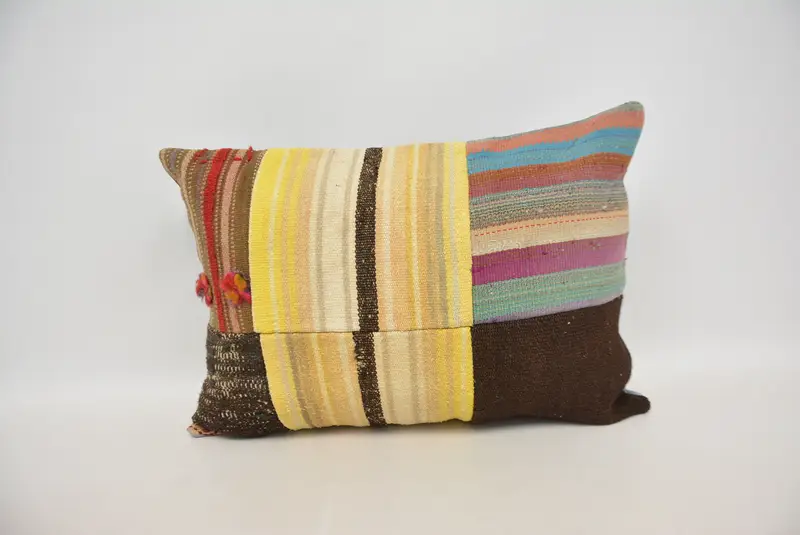 Yellow & Brown Geometric Pillow, 20x28 Inches Size Decorative Pillow - 1
